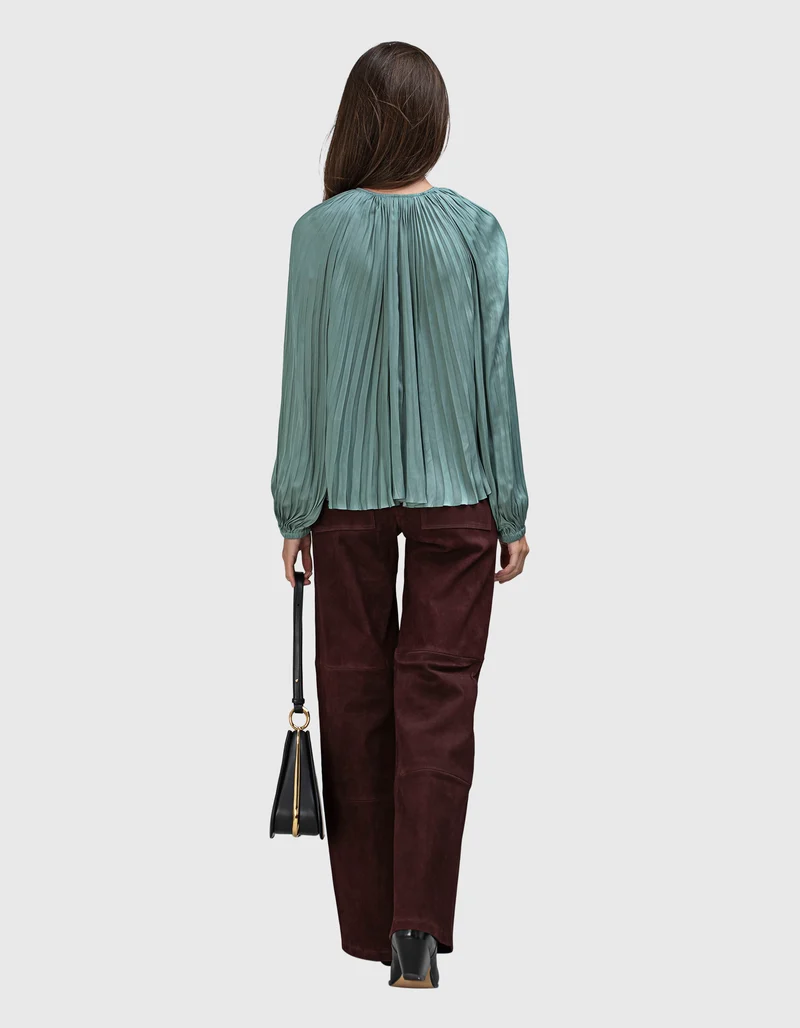 Wide-Leg Veloursleder-Hose Marina