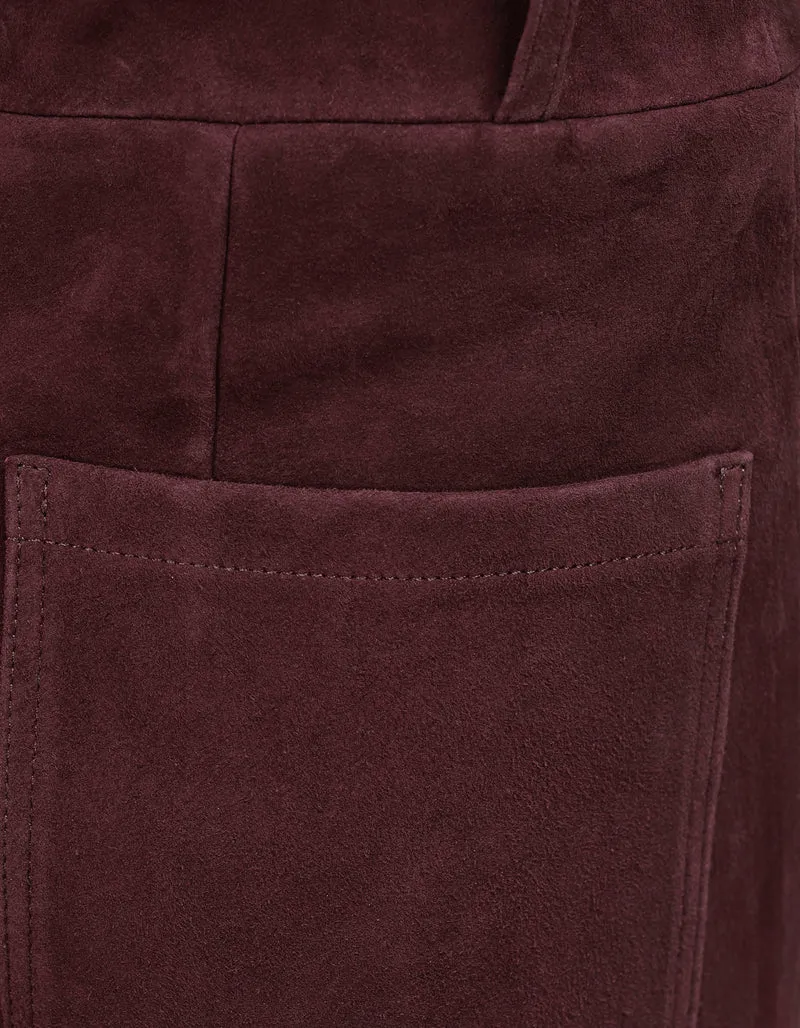 Wide-Leg Veloursleder-Hose Marina