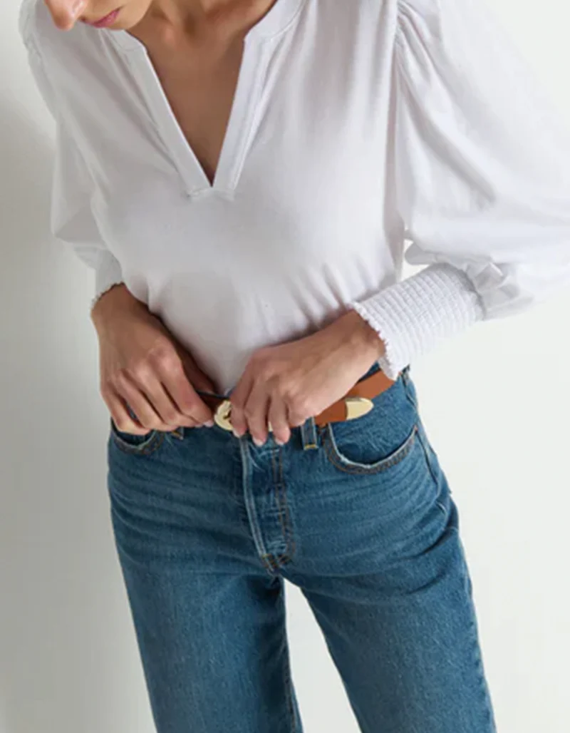 Shirt Flora mir Ballon-Ärmeln und Schlitz-Auschnitt