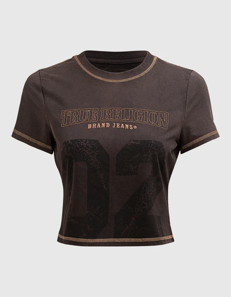 Bedrucktes Cropped-T-Shirt Baby Tee im Washed-Out-Look