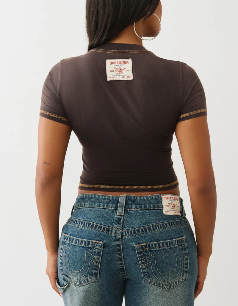 Bedrucktes Cropped-T-Shirt Baby Tee im Washed-Out-Look