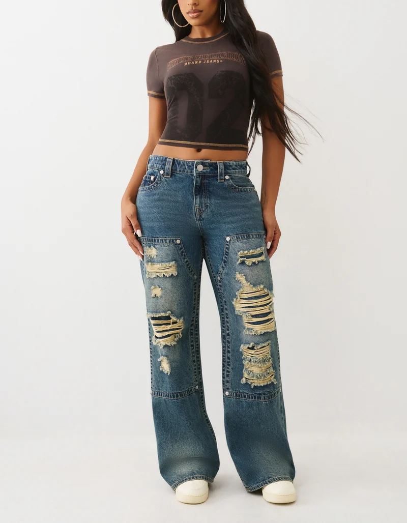 Bedrucktes Cropped-T-Shirt Baby Tee im Washed-Out-Look