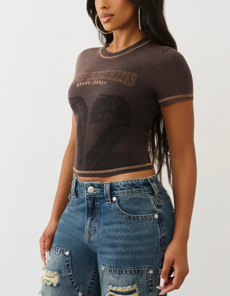 Bedrucktes Cropped-T-Shirt Baby Tee im Washed-Out-Look