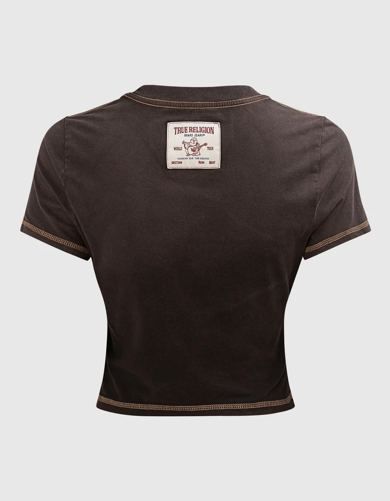 Bedrucktes Cropped-T-Shirt Baby Tee im Washed-Out-Look