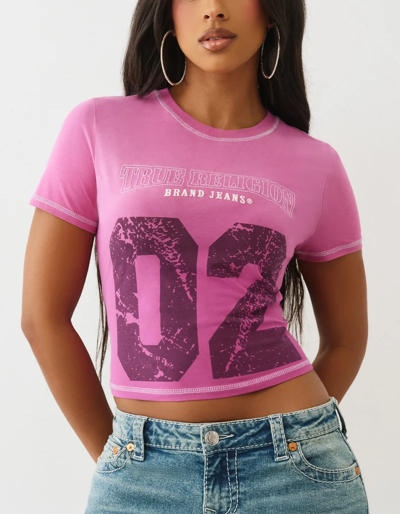 Bedrucktes Cropped-T-Shirt Baby Tee im Washed-Out-Look