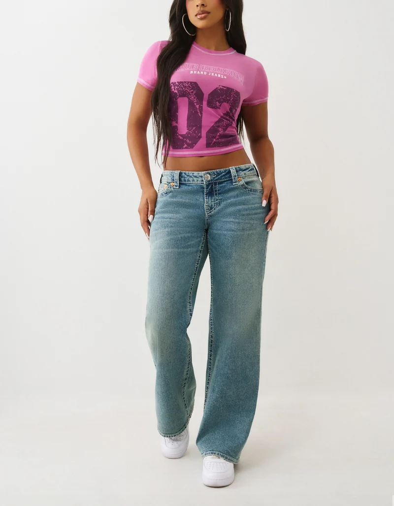 Bedrucktes Cropped-T-Shirt Baby Tee im Washed-Out-Look