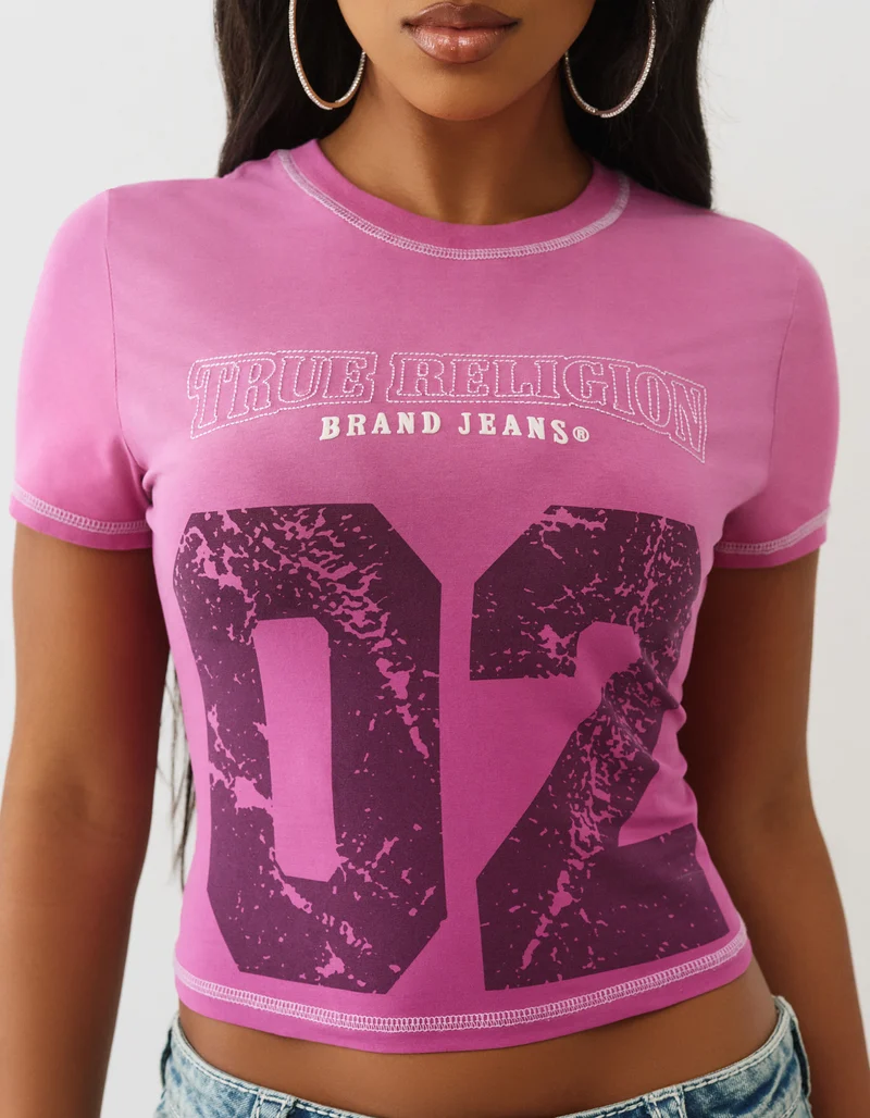 Bedrucktes Cropped-T-Shirt Baby Tee im Washed-Out-Look