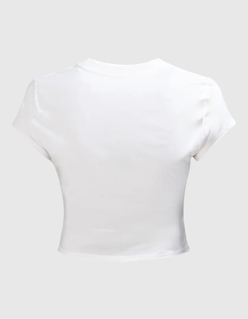 Bedrucktes Cropped T-Shirt Cap Sleeve Baby Tee mit Strasstein-Besatz