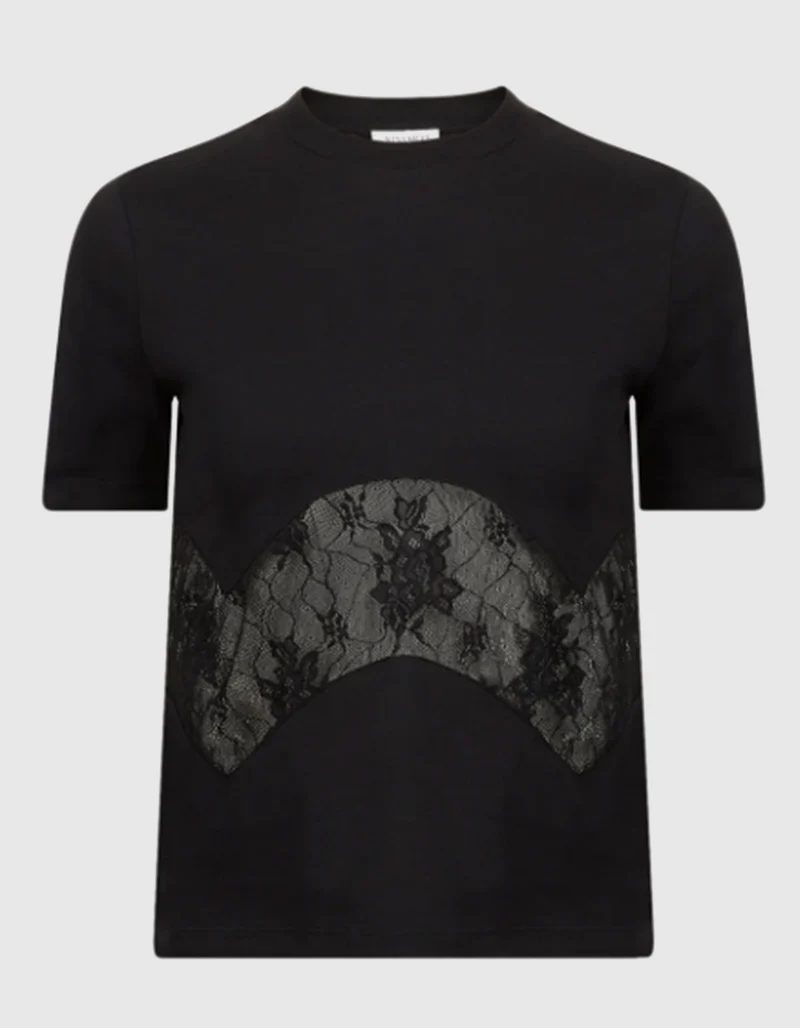 T-Shirt mit Spitzen-Einsatz