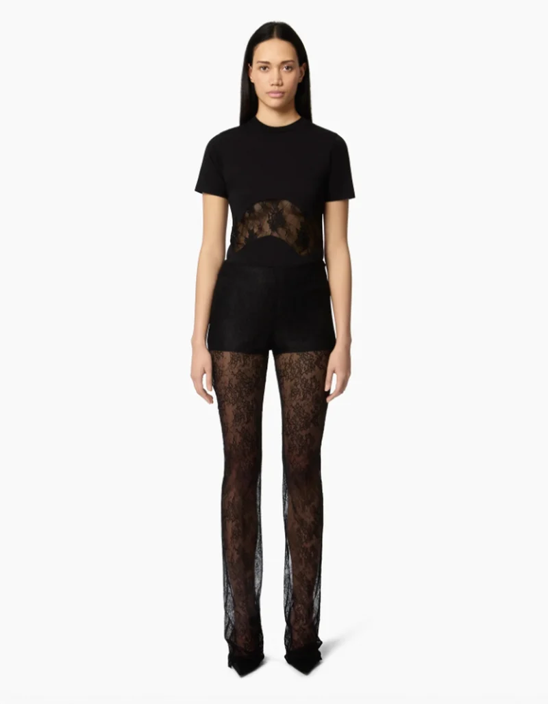 T-Shirt mit Spitzen-Einsatz