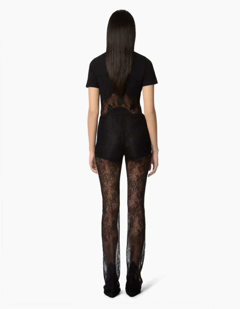 T-Shirt mit Spitzen-Einsatz