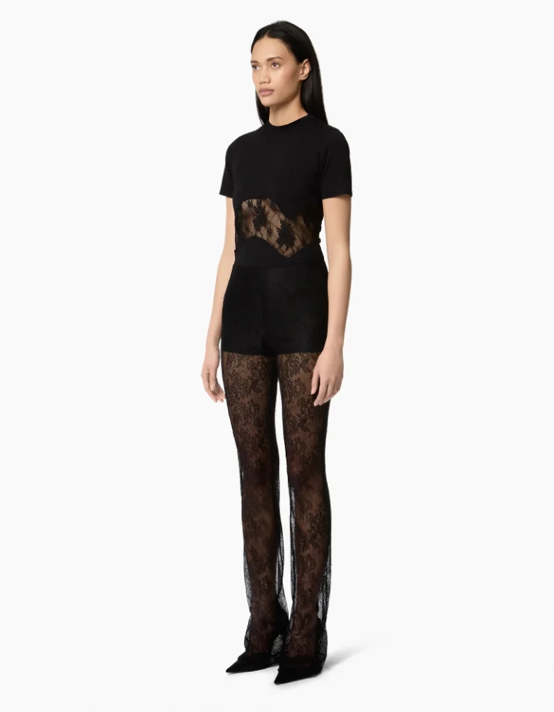 T-Shirt mit Spitzen-Einsatz