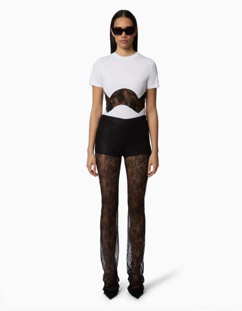 T-Shirt mit Spitzen-Einsatz