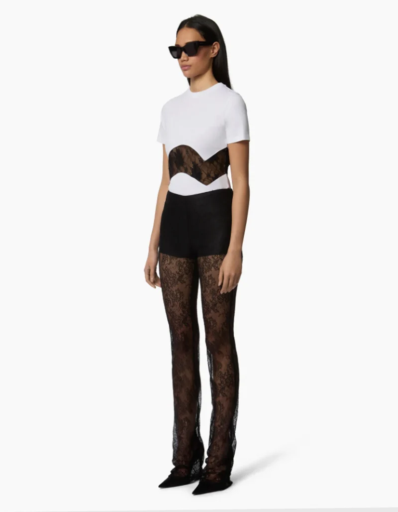 T-Shirt mit Spitzen-Einsatz
