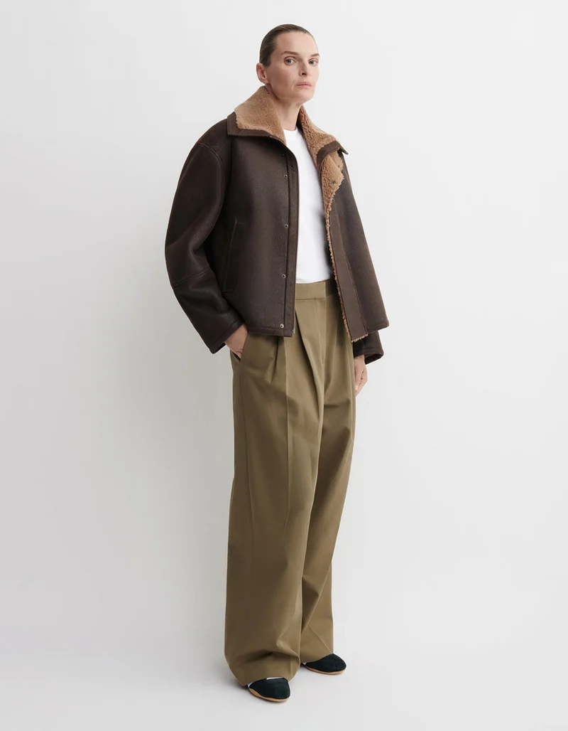 Shearling-Lammleder-Jacke im Vintage-Stil