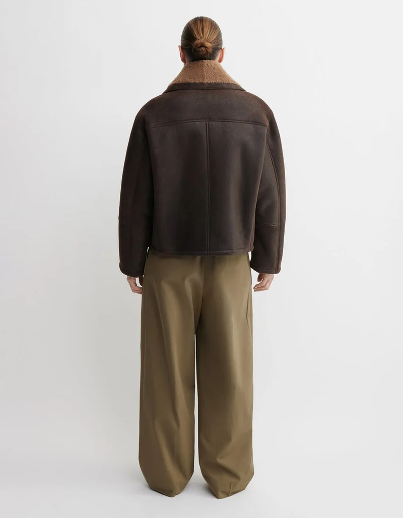 Shearling-Lammleder-Jacke im Vintage-Stil