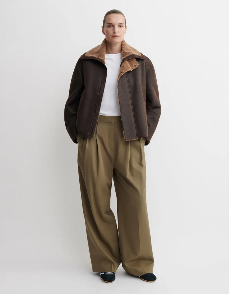 Shearling-Lammleder-Jacke im Vintage-Stil