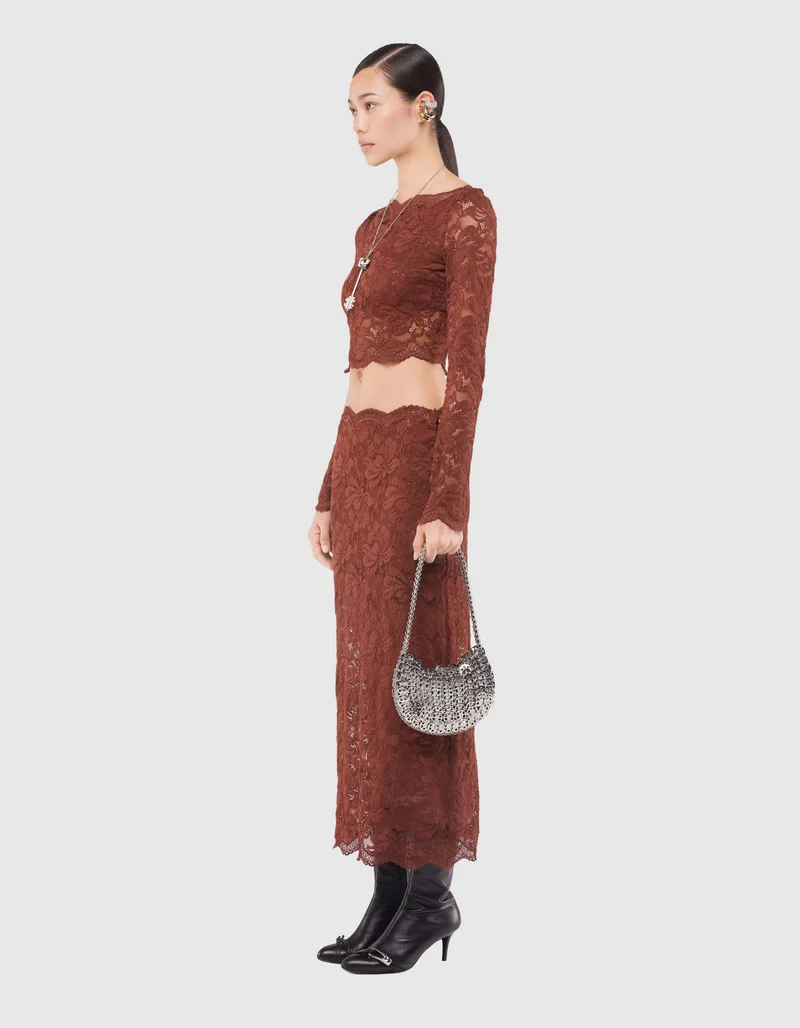 Cropped Spitzen-Longsleeve