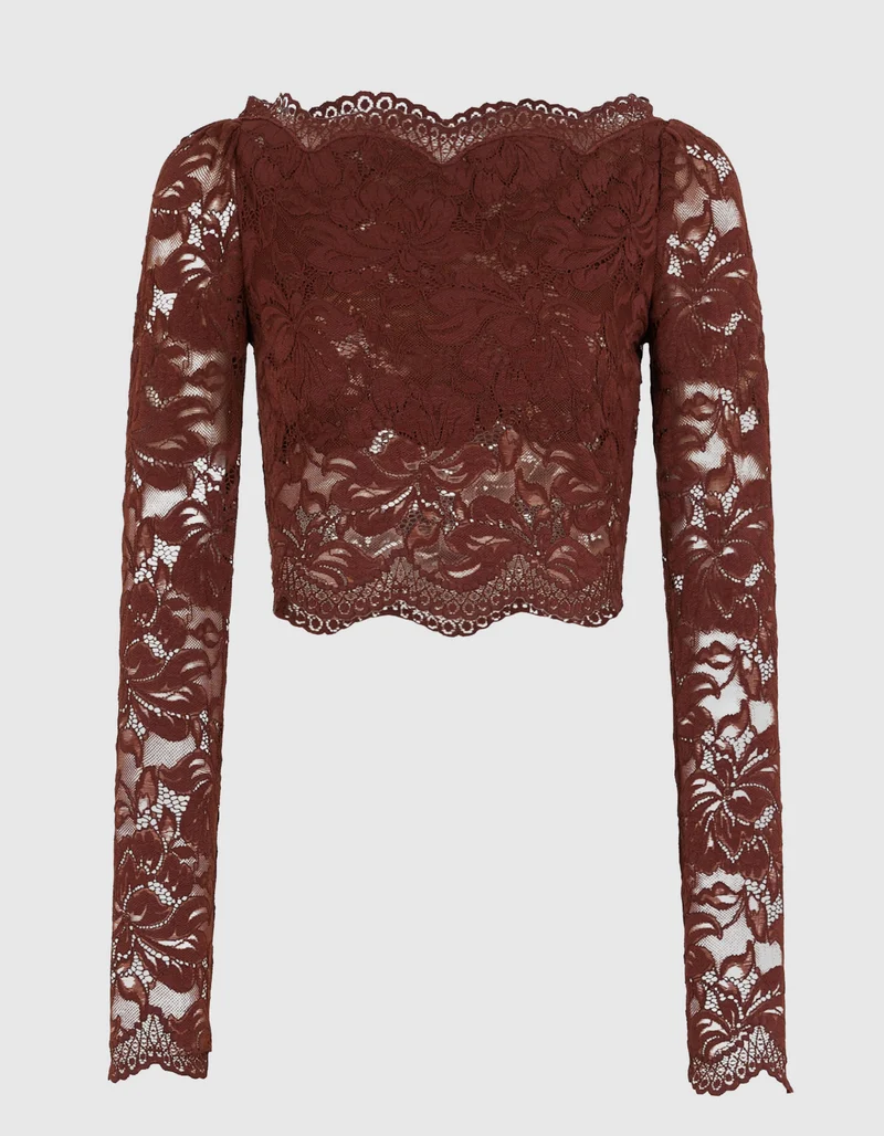 Cropped Spitzen-Longsleeve