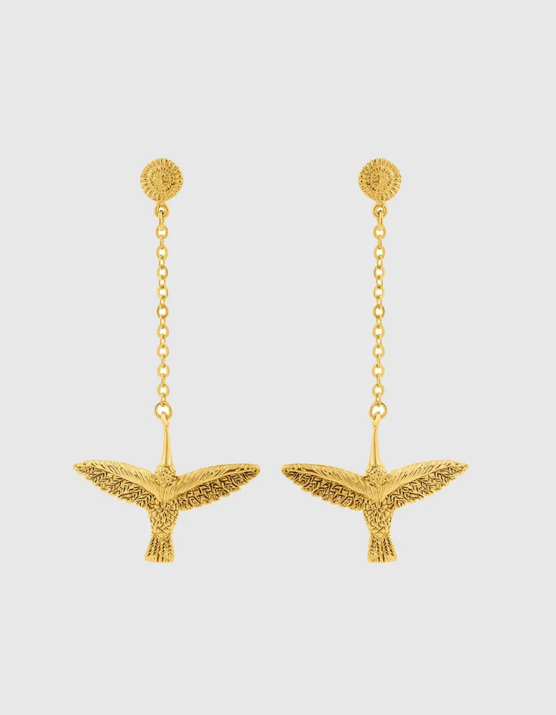 Vergoldete Ohrringe Chain Hummingbird