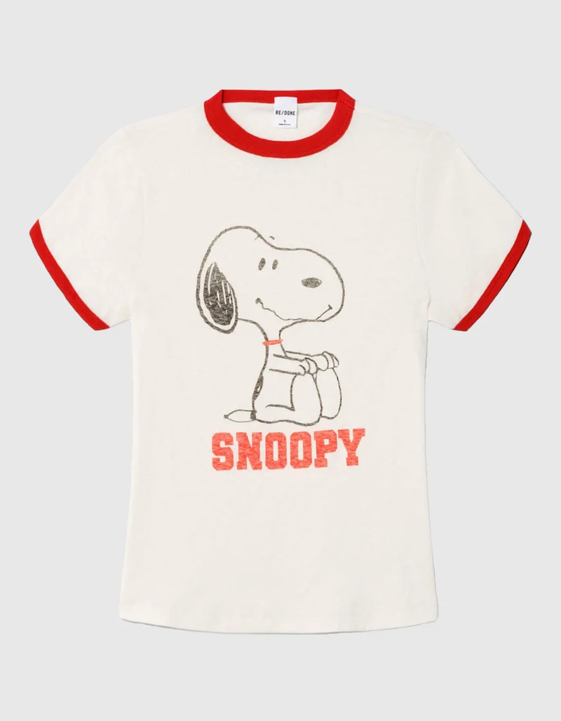 Bedrucktes T-Shirt 60S Slim Ringer Snoopy