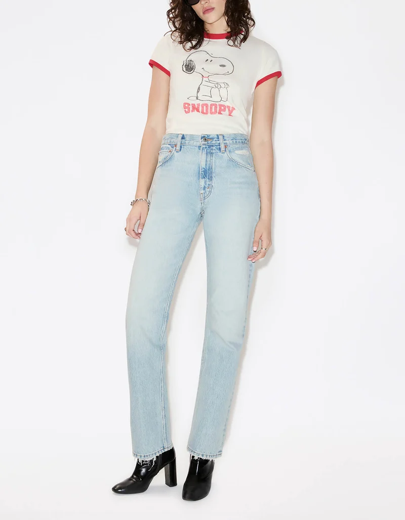 Bedrucktes T-Shirt 60S Slim Ringer Snoopy