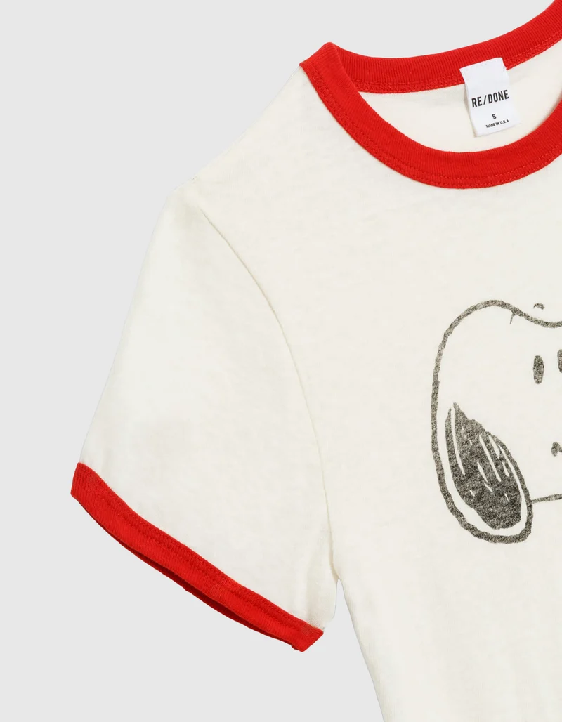 Bedrucktes T-Shirt 60S Slim Ringer Snoopy