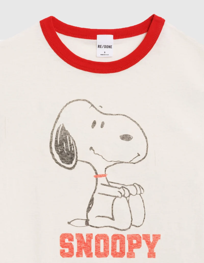 Bedrucktes T-Shirt 60S Slim Ringer Snoopy