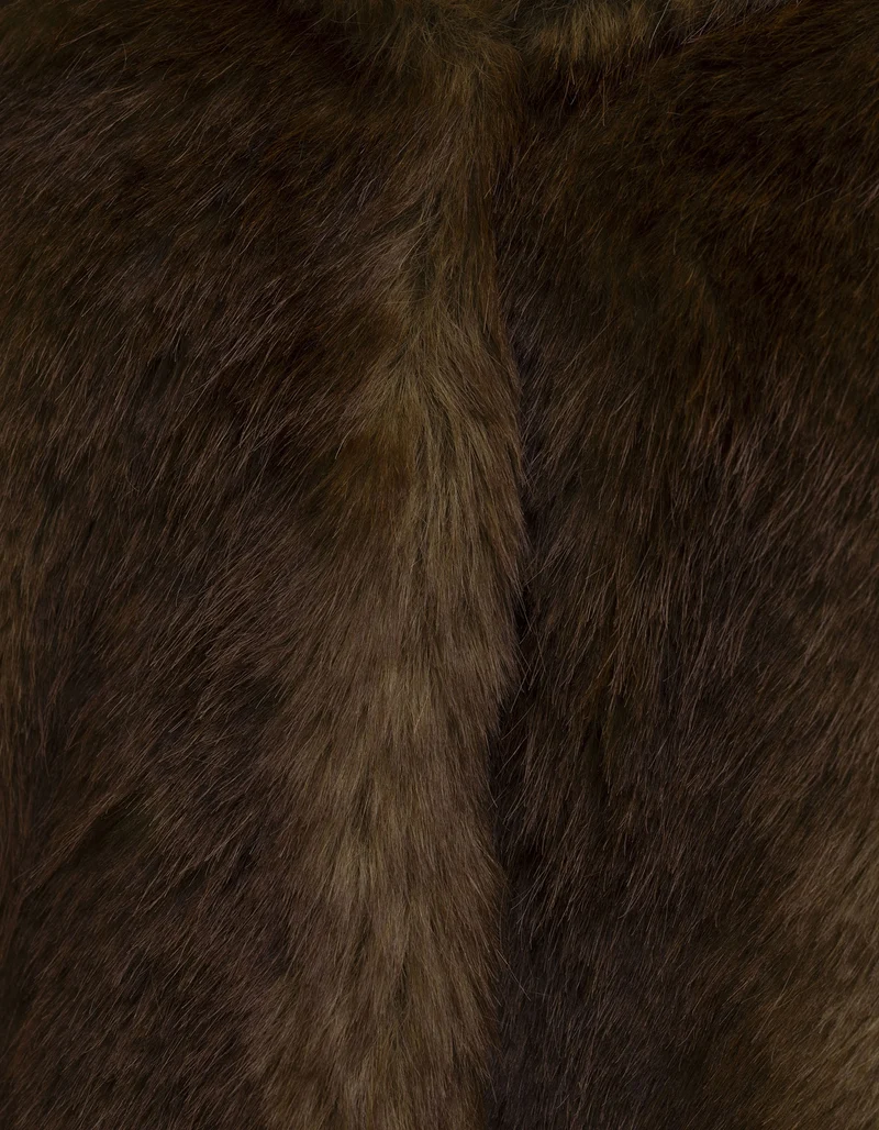 Faux-Fur Jacke Katin mit Kapuze