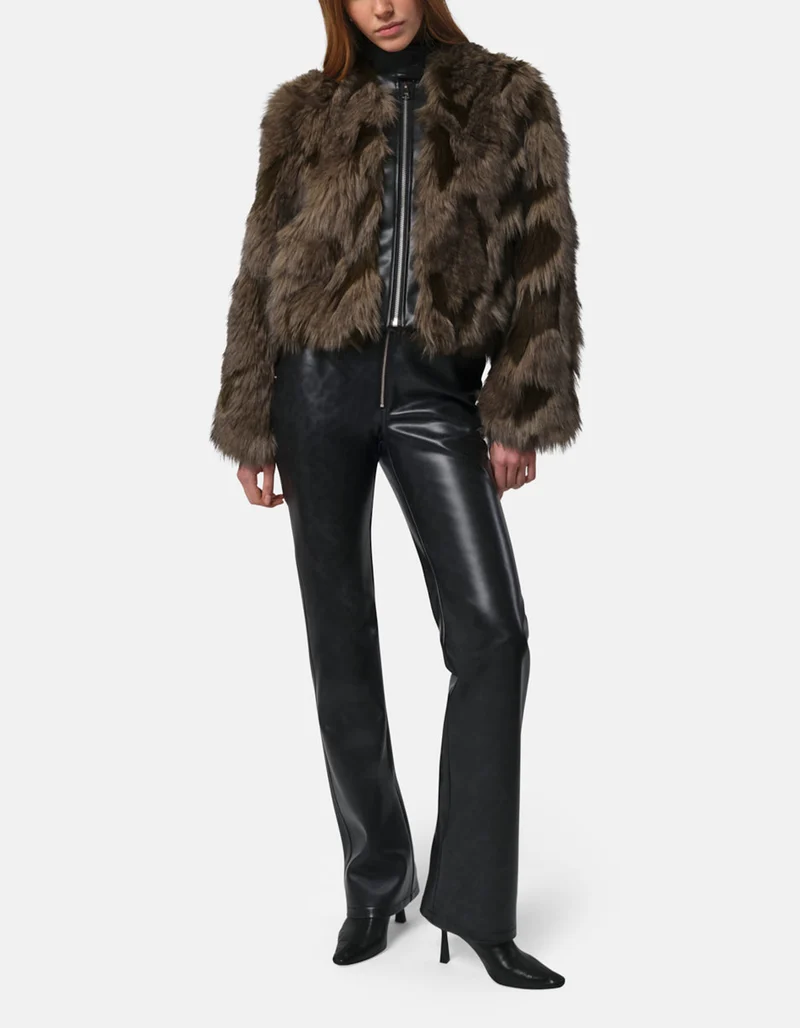 Faux-Fur Bomberjacke Lillet Patchwork mit Faux Leather Details