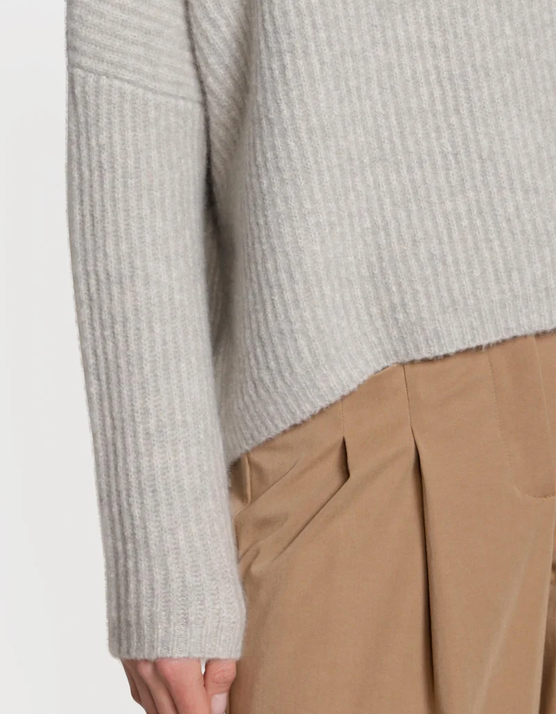 Gerippter Kaschmir-Mix Pullover Akantha mit Stehkragen
