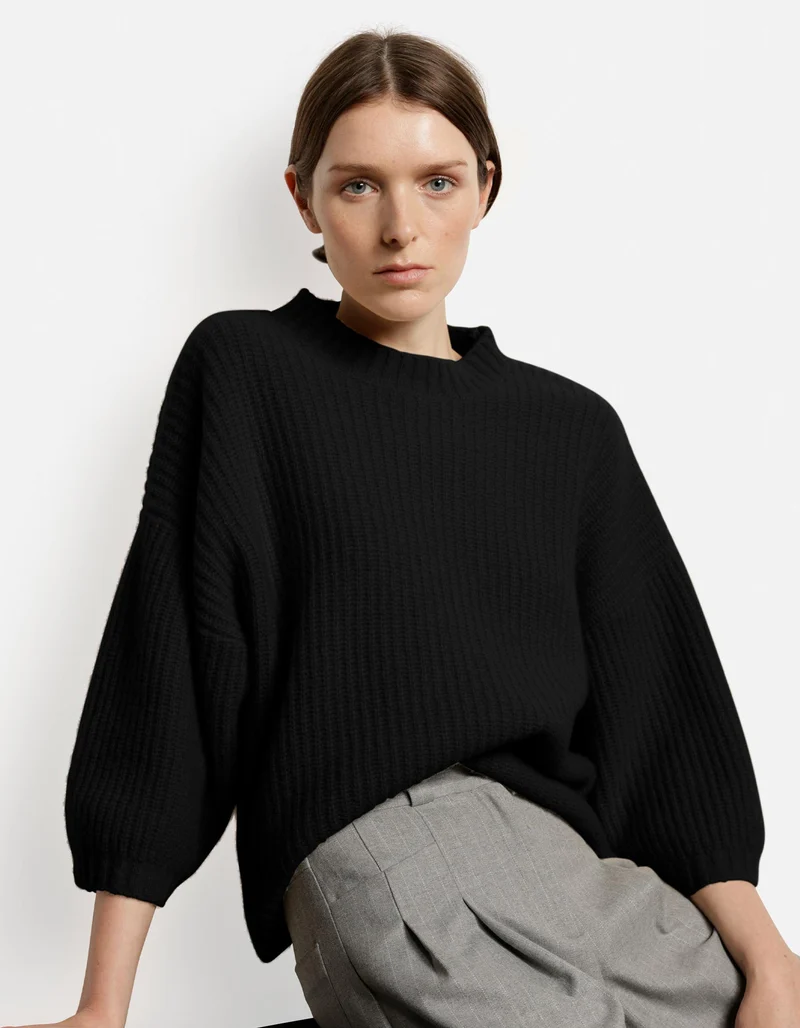 Gerippter Kaschmir-Mix Pullover Aijana