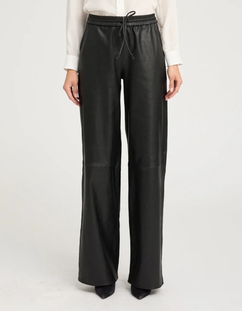 Wide-Leg Lammleder-Jogginghose Baggy Athletic