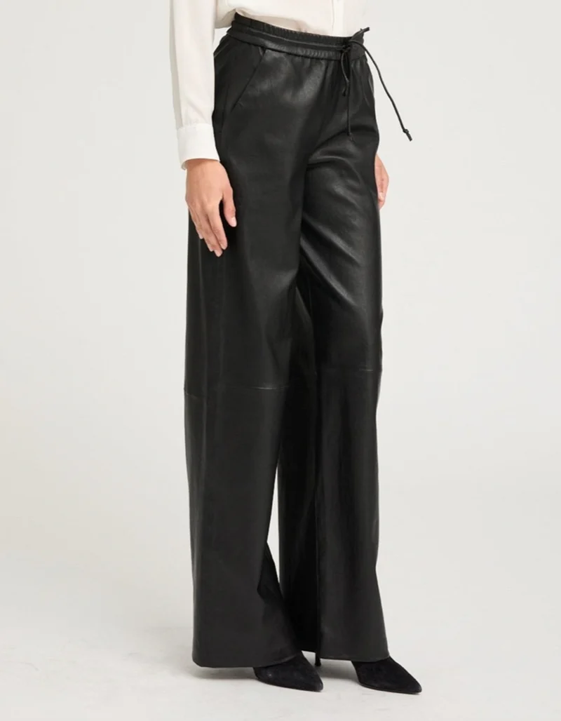 Wide-Leg Lammleder-Jogginghose Baggy Athletic