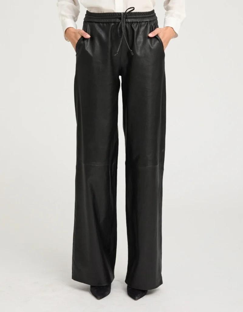 Wide-Leg Lammleder-Jogginghose Baggy Athletic