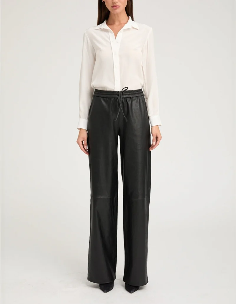 Wide-Leg Lammleder-Jogginghose Baggy Athletic