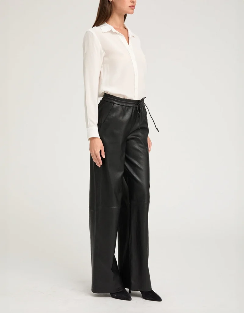 Wide-Leg Lammleder-Jogginghose Baggy Athletic