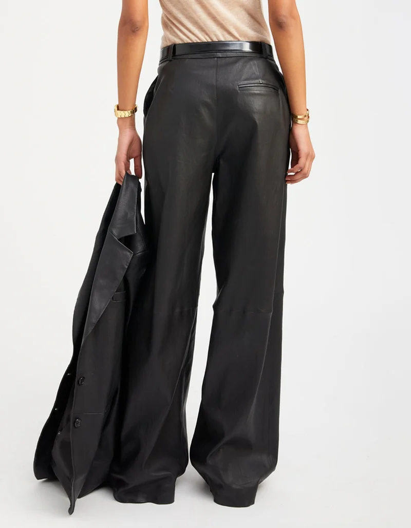 Wide-Leg Lammleder-Hose Paloma Pleated
