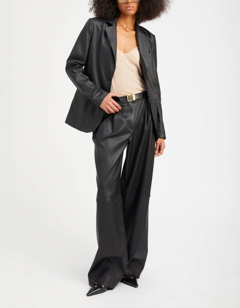 Wide-Leg Lammleder-Hose Paloma Pleated