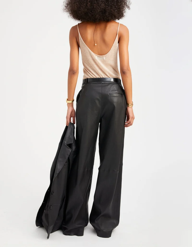Wide-Leg Lammleder-Hose Paloma Pleated