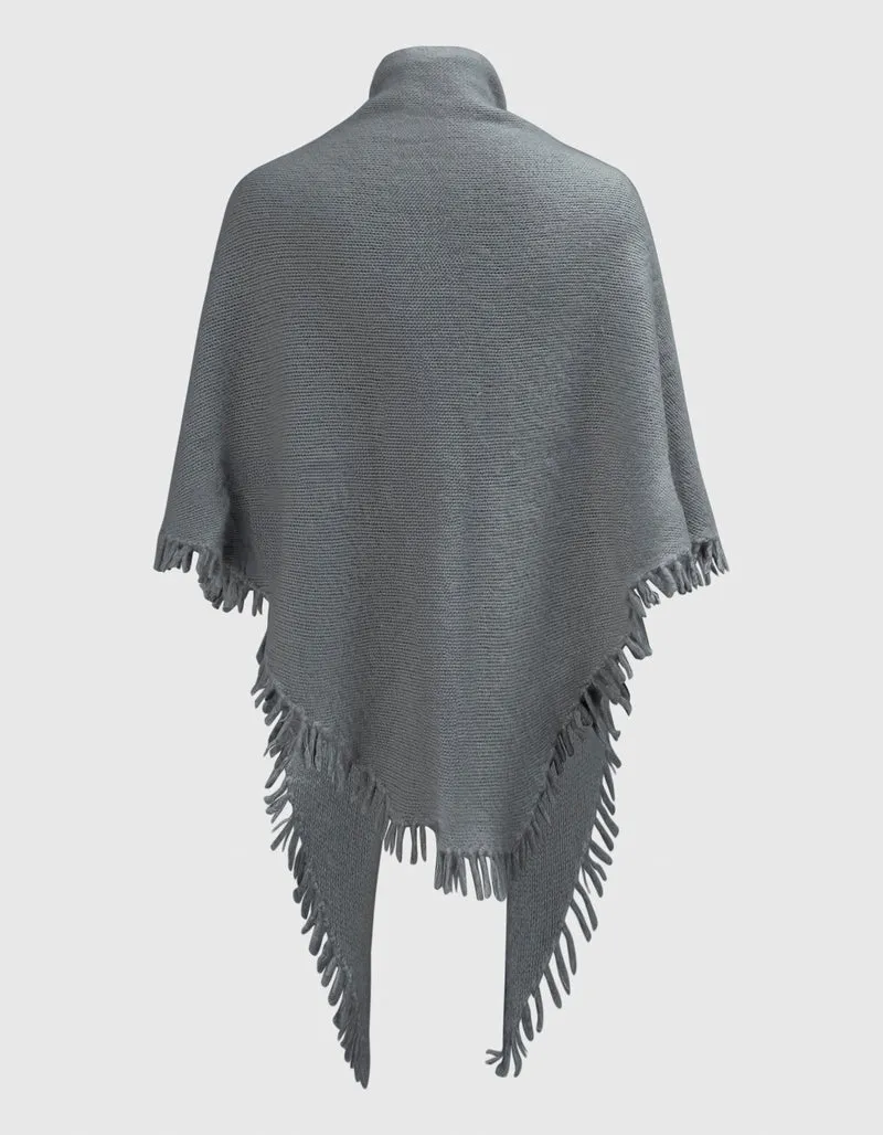 Kaschmir Schal-Poncho Ela mit Fransen