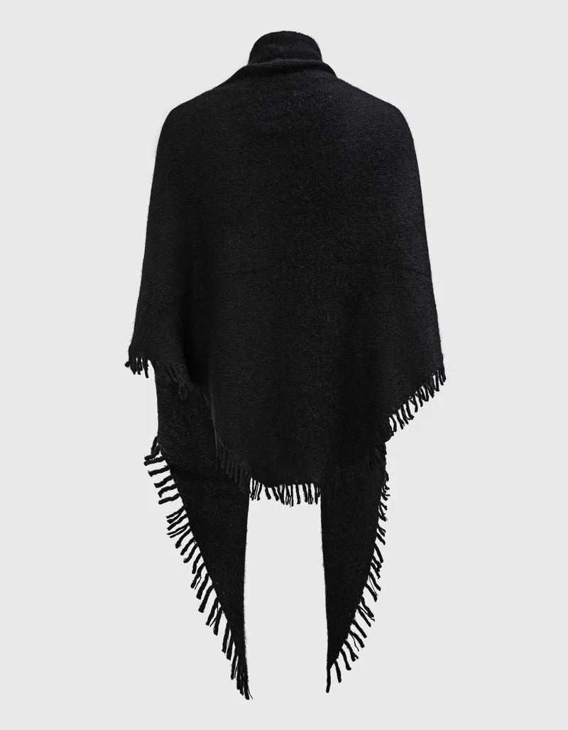 Kaschmir Schal-Poncho Ela mit Fransen