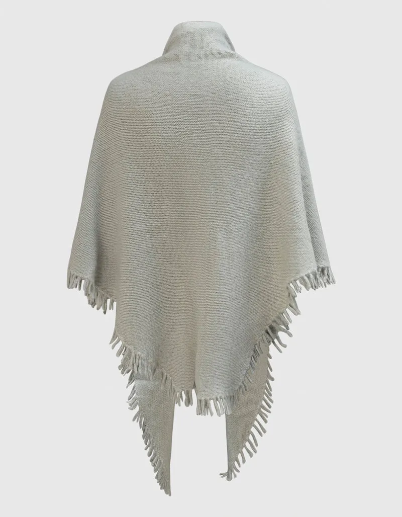Kaschmir Schal-Poncho Ela mit Fransen