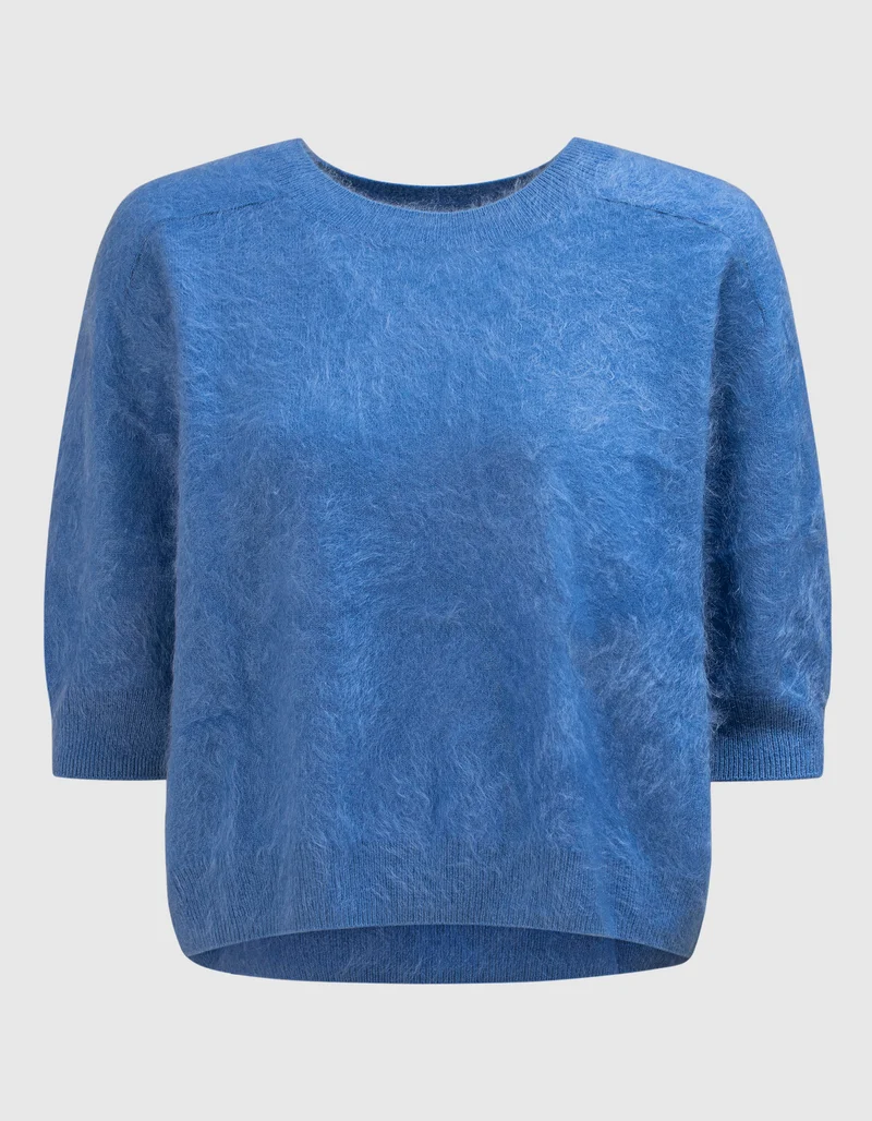 Fuzzy Kurzarm-Kaschmir-Pullover Brushed Belli