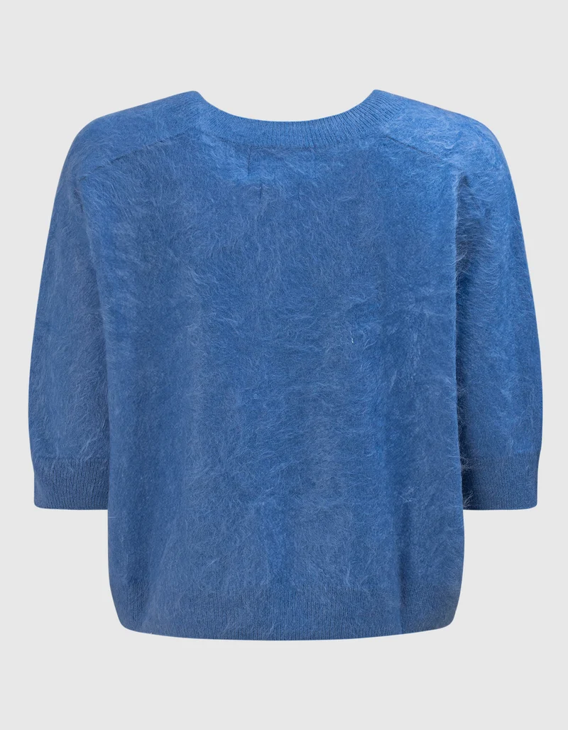Fuzzy Kurzarm-Kaschmir-Pullover Brushed Belli