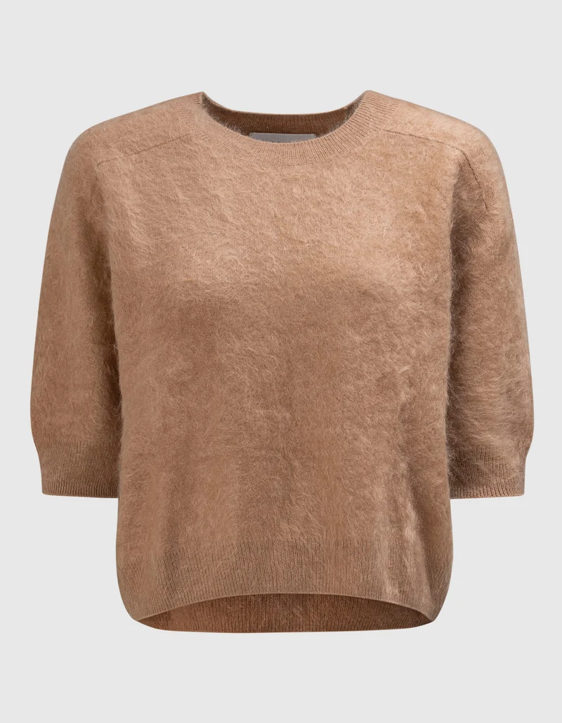 Fuzzy Kurzarm-Kaschmir-Pullover Brushed Belli