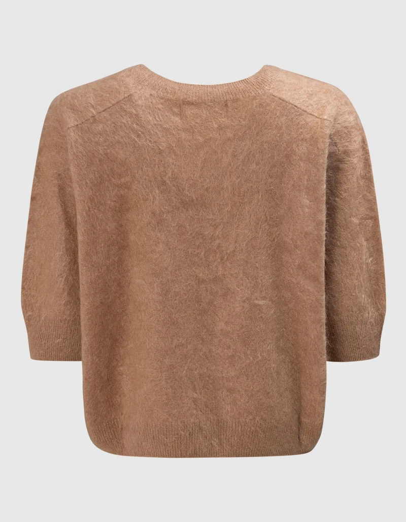 Fuzzy Kurzarm-Kaschmir-Pullover Brushed Belli
