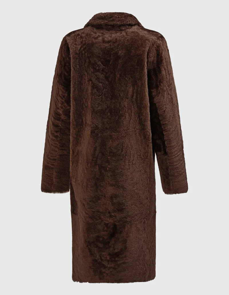 Doppelreihiger Shearling-Wende-Mantel Golier