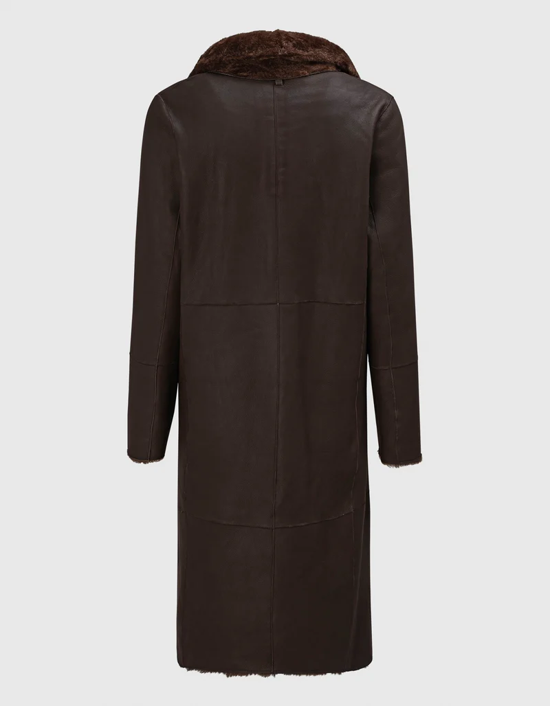 Doppelreihiger Shearling-Wende-Mantel Golier