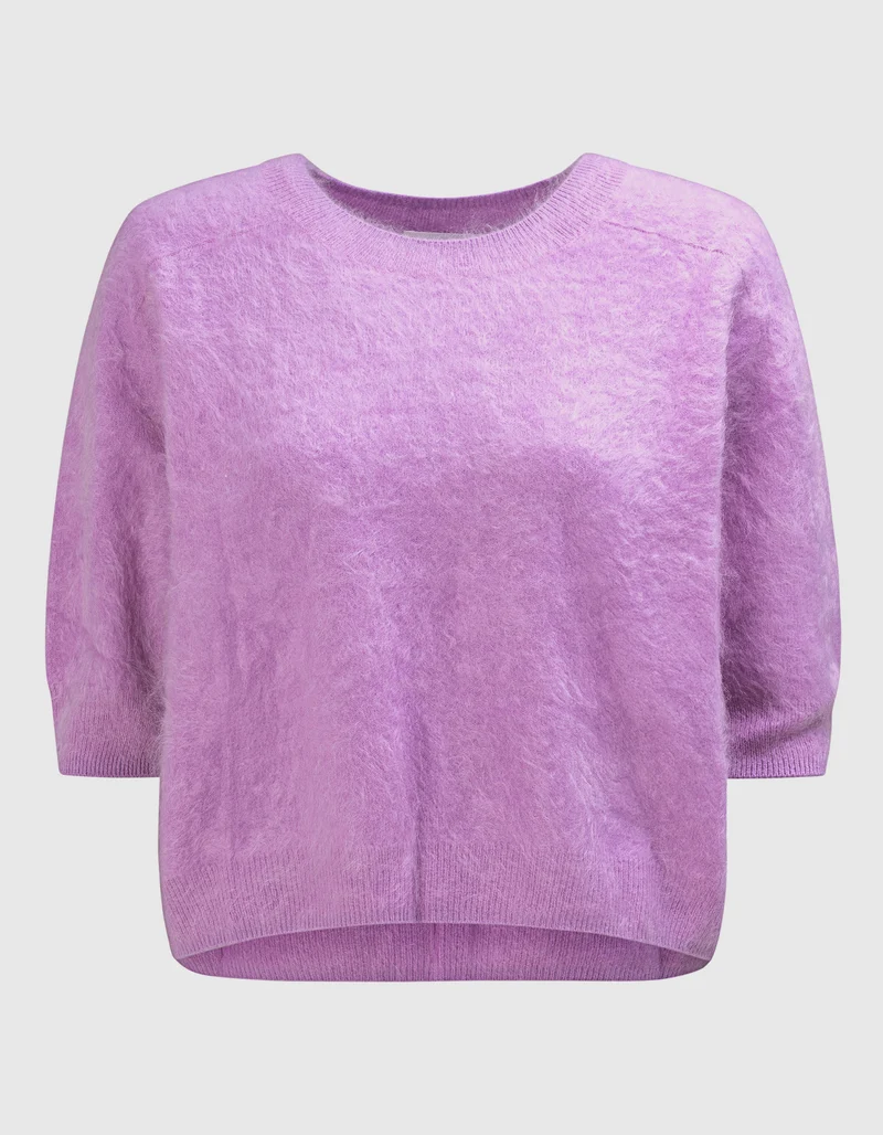 Fuzzy Kurzarm-Kaschmir-Pullover Brushed Belli